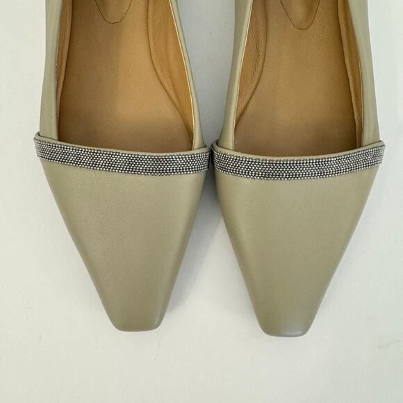 Brunello Cucinelli Leather Ballet Flats Semi-Pointed Beaded Accent 37.5 (US 7.5) - Picture 4 of 13
